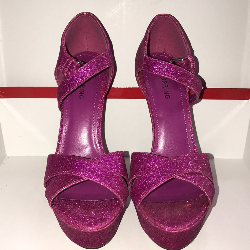 Pink sparkle heels